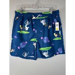 OppoSuits Rick and Morty Swim Trunks Mens L Blue Space Portal Board‎ Shorts NWT